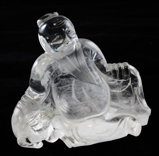 A Chinese rock crystal figure of Shou Lao, 11.5cm